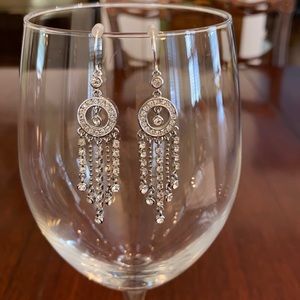 Vintage Chandelier Earrings Retro Silver and Crystal Dangle